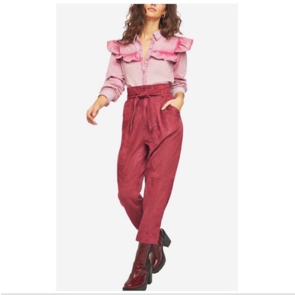 FREE PEOPLE | PAPERBAG VEGAN SUEDE TROUSERS 14 - Picture 2 of 8